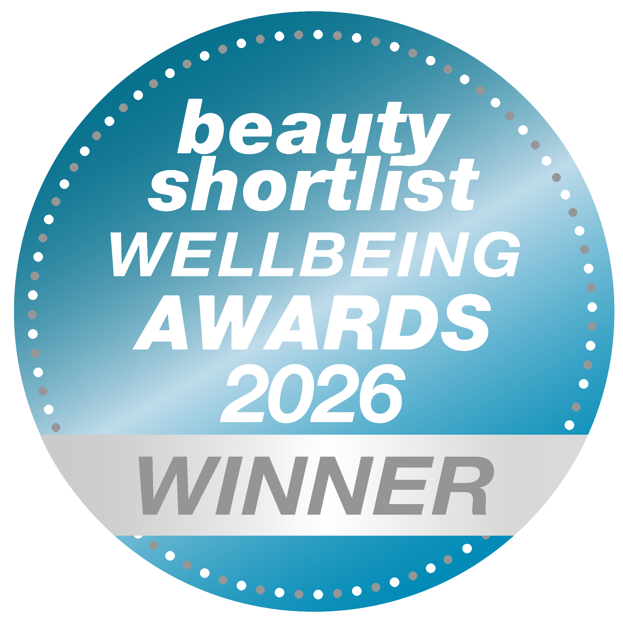 Beauty Shortlist Wellbeing Awards 2026 Winner badge