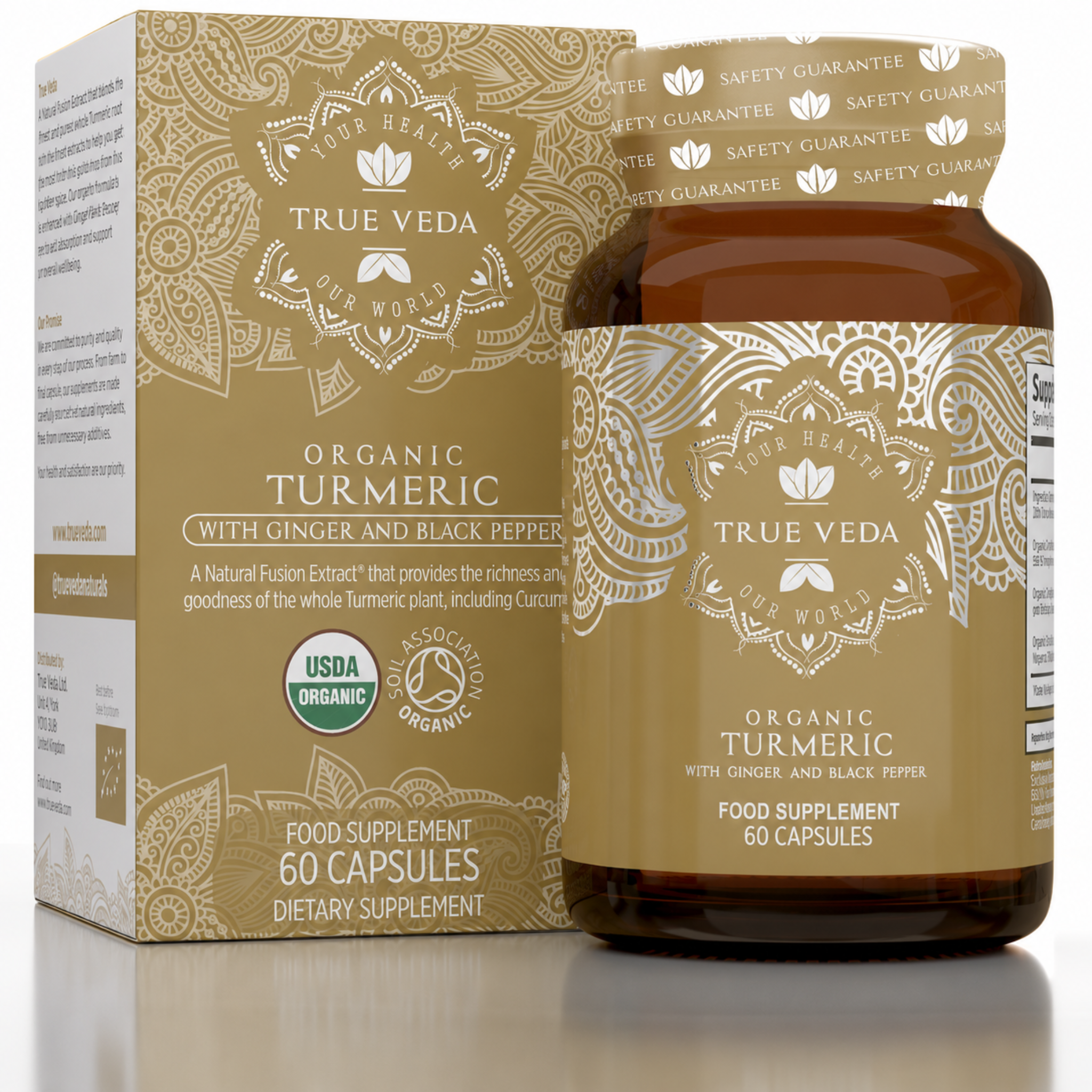 True Veda Organic Turmeric Capsules With Ginger and Black Pepper